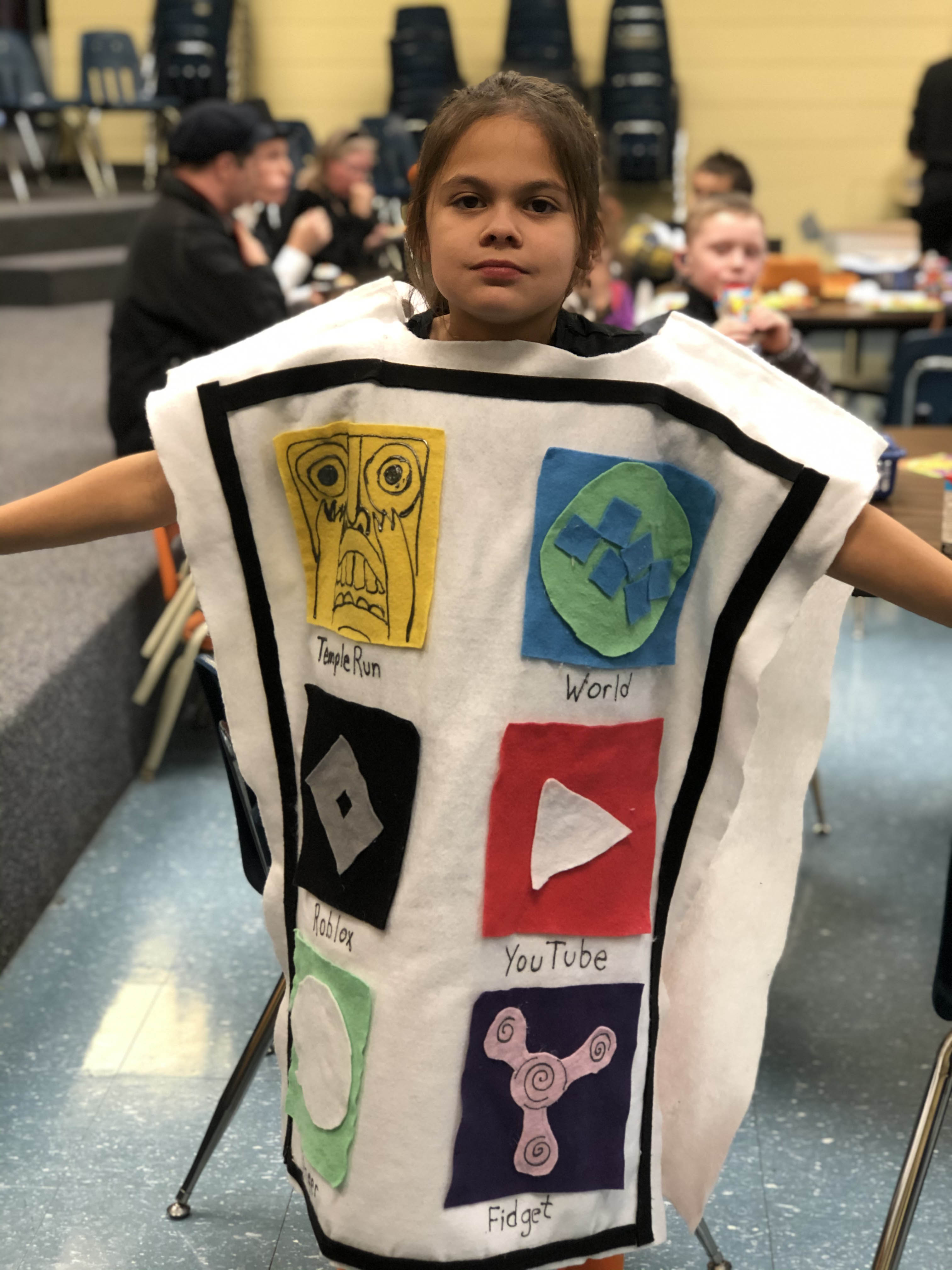 a student dressed as an iphone
