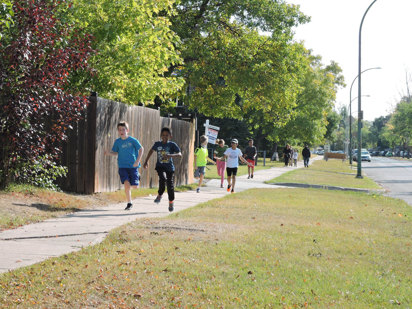 students participating in the terry fox run outside