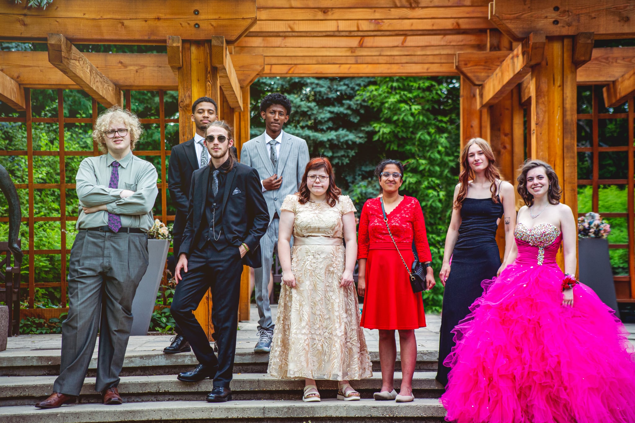 students in their graduation clothes for the reception